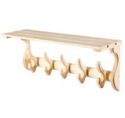 Полка-вешалка 4кр.,двойной крючок, 640*200*320, липа